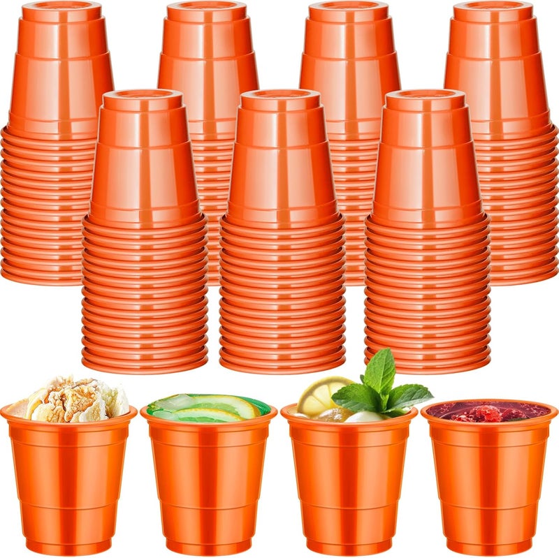 cssopenss 120 Pcs 2 oz Orange Shot Cups orange Plastic shot Glasses Thanksgiving Shot Glasses Disposable for Drinking Tastings Served Snacks Jello Tastings and Samples - Image 1